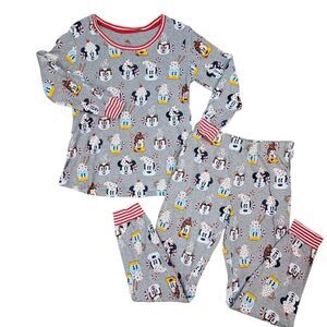 Disney Mickey & Friends Christmas Pajama Set Women S Gray Hot Cocoa Holiday